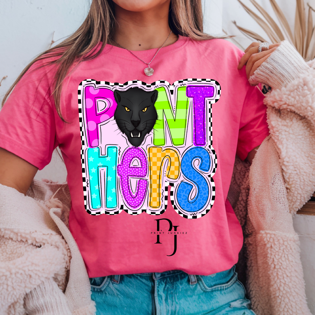 Panthers Neon Pink & Checkered - DTF