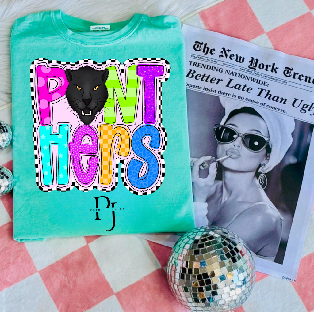 Panthers Neon Pink & Checkered - DTF