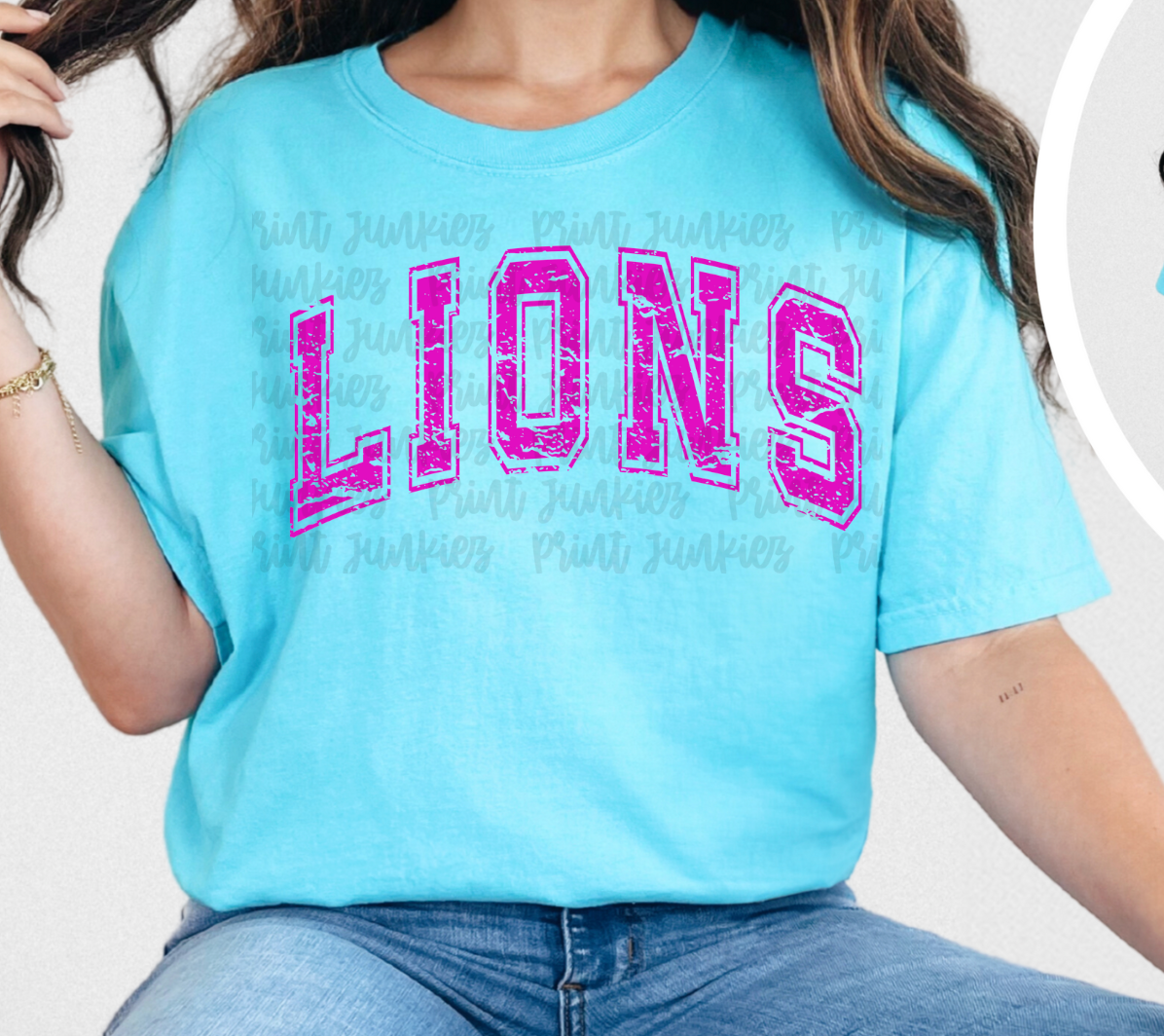 Distressed Neon Lions - DTF