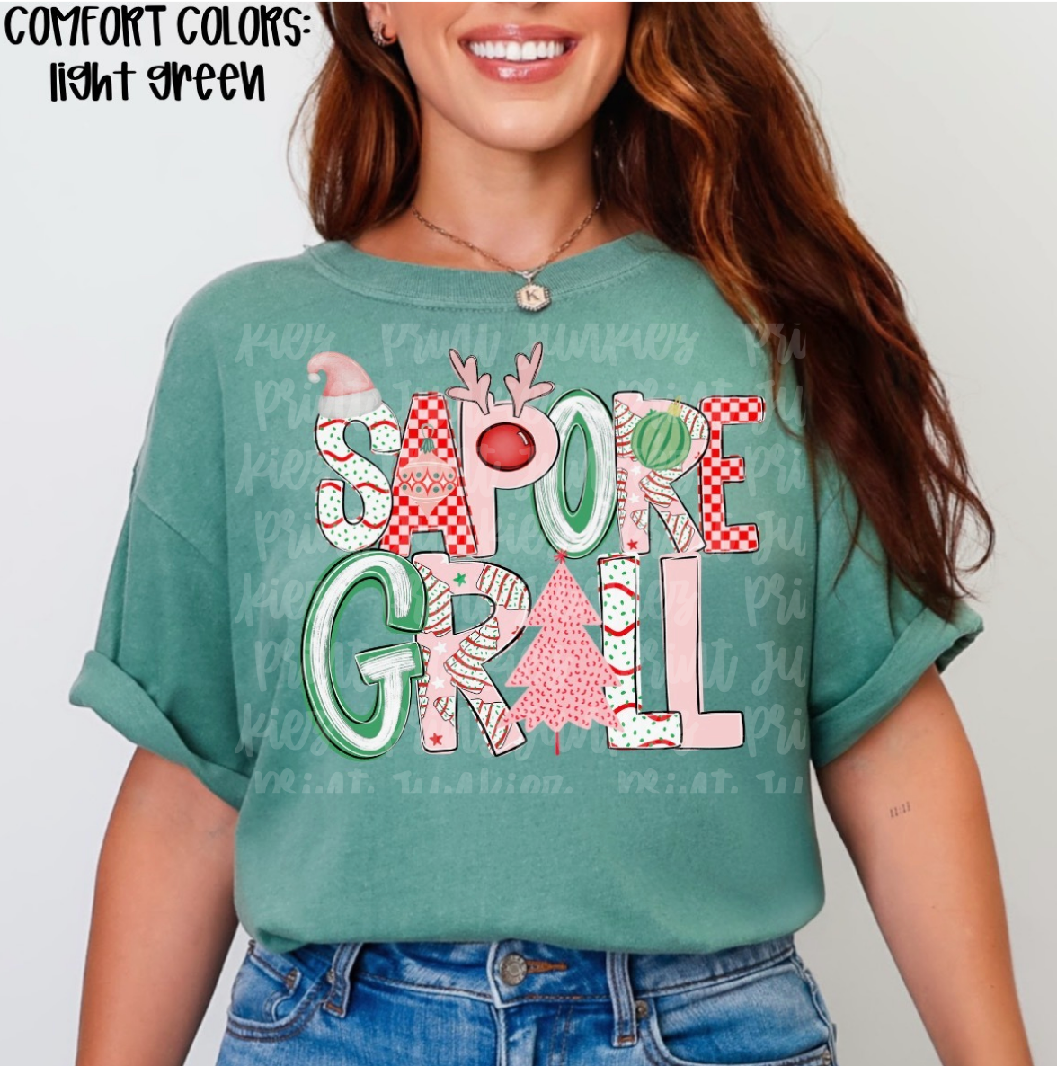 Pink Christmas Tree Cake Alpha - CUSTOM - DTF