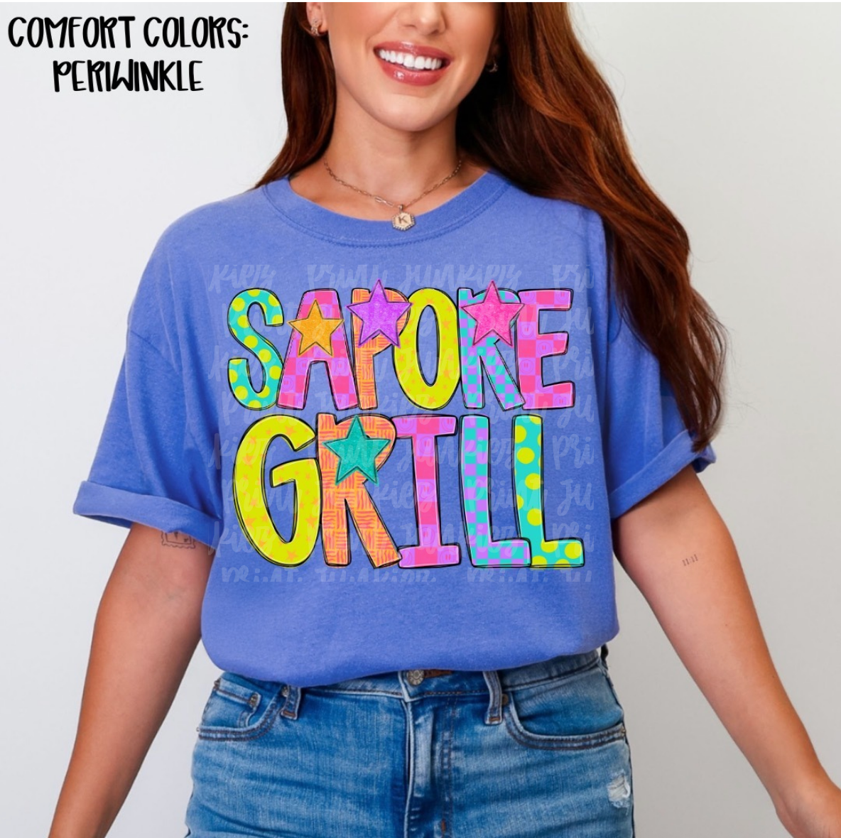 Preppy Bright Doodle Alpha - CUSTOM - DTF