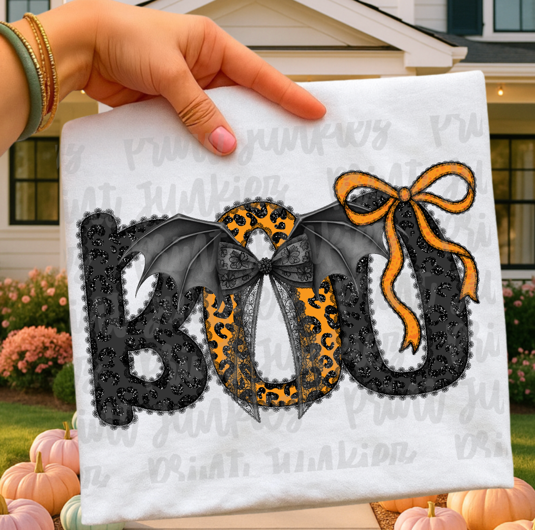 Boo Cheetah glitter Seersucker - DTF