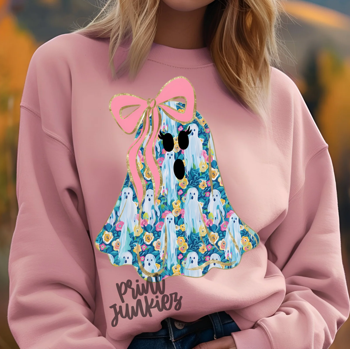 Blue Floral Ghost - DTF