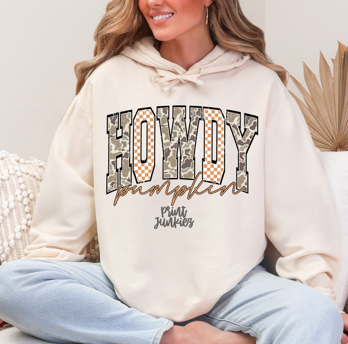 Howdy Pumpkin Camo Checkered - DTF