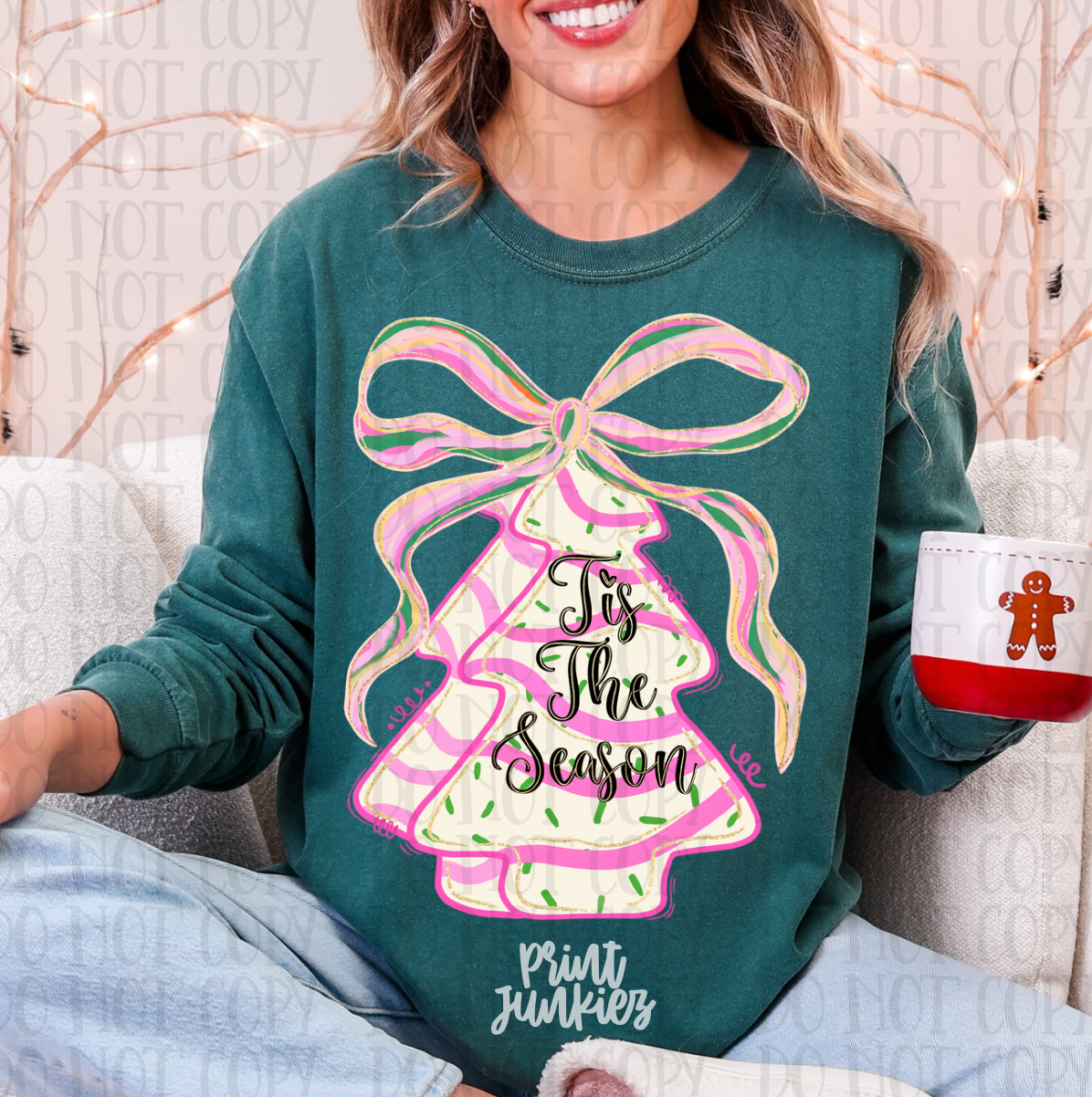 Tis the Season Christmas Tree Cake Pink - DTF