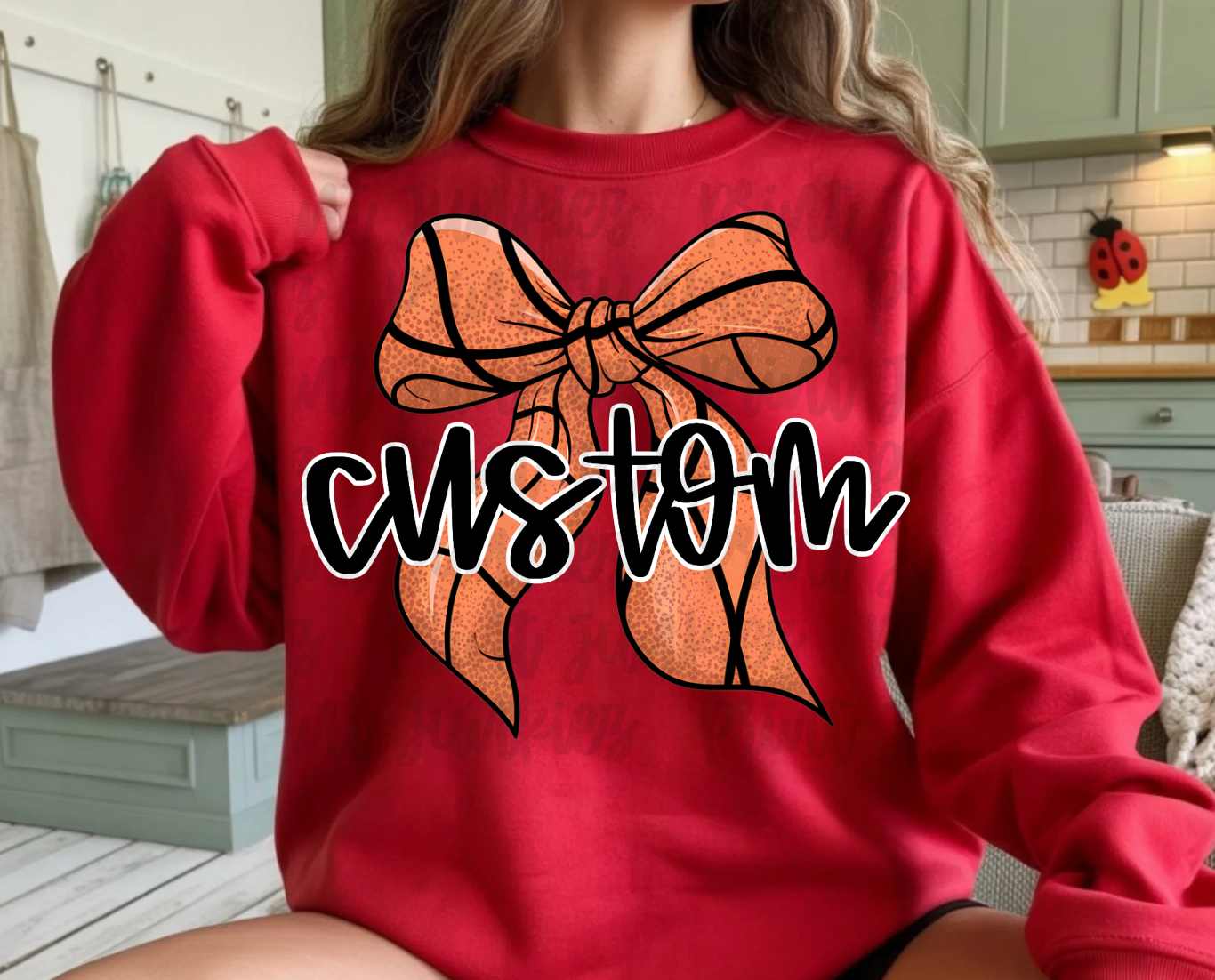 Custom Basketball Bow - CUSTOM - DTF - DIGITAL