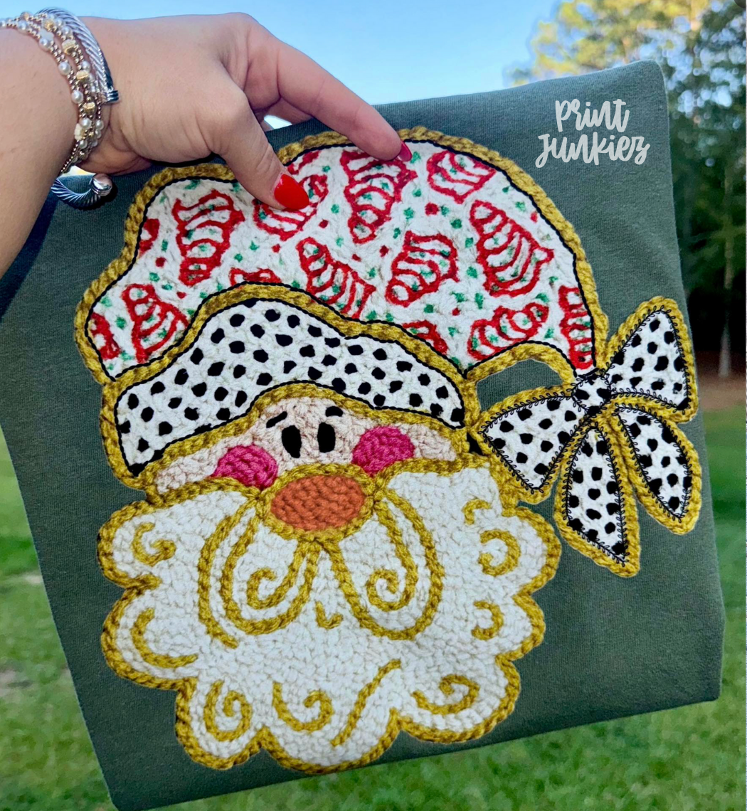 Santa Christmas Tree Cake Faux Yarn - DTF