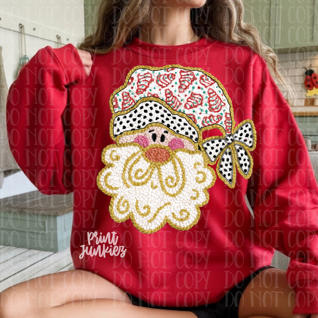 Santa Christmas Tree Cake Faux Yarn - DTF