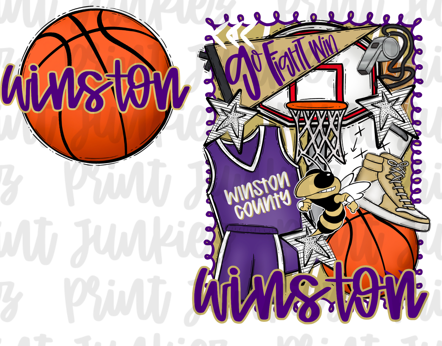 Winston Doodle Basketball - DIGITAL - DTF