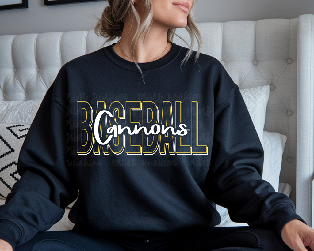 Cannons Baseball Outline - DIGITAL - DTF