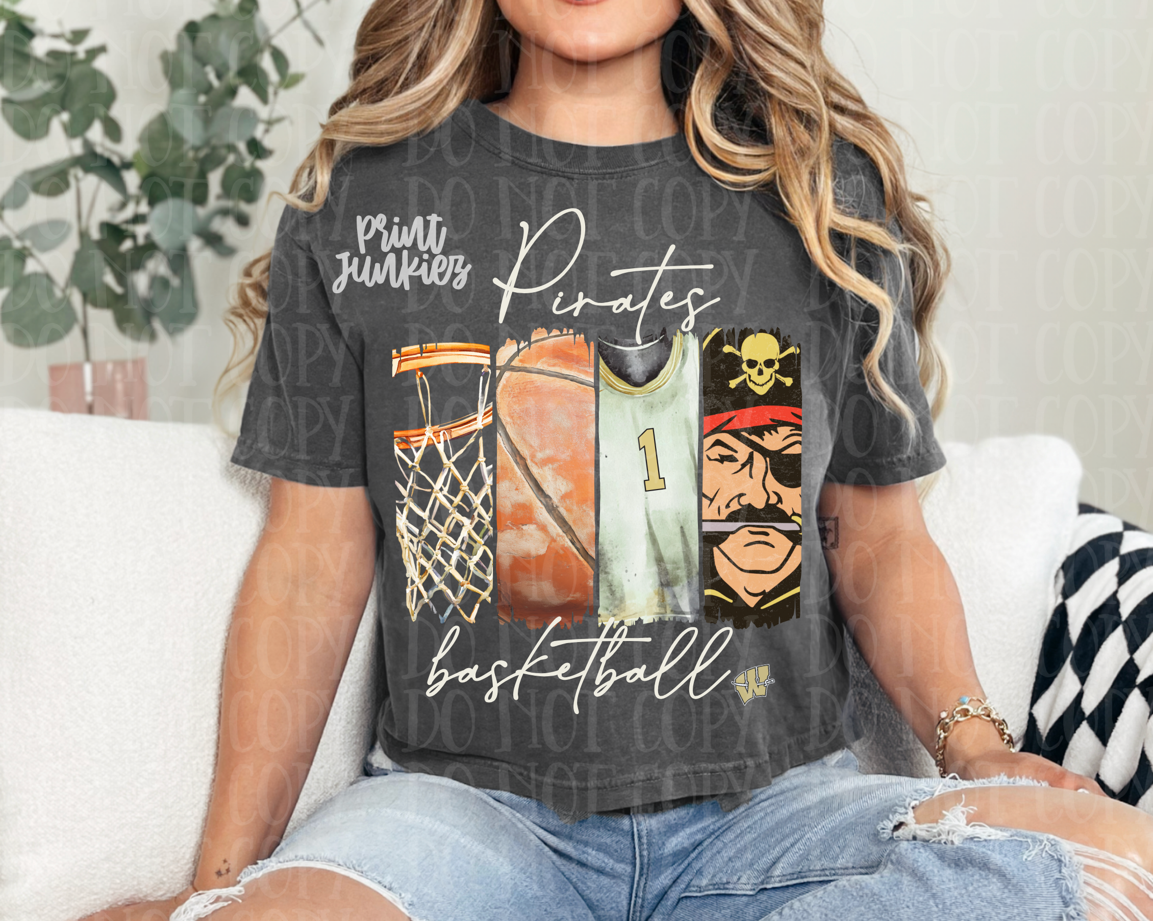 Pirates Vintage Basketball  Paint Stroke - CUSTOM - DIGITAL - DTF