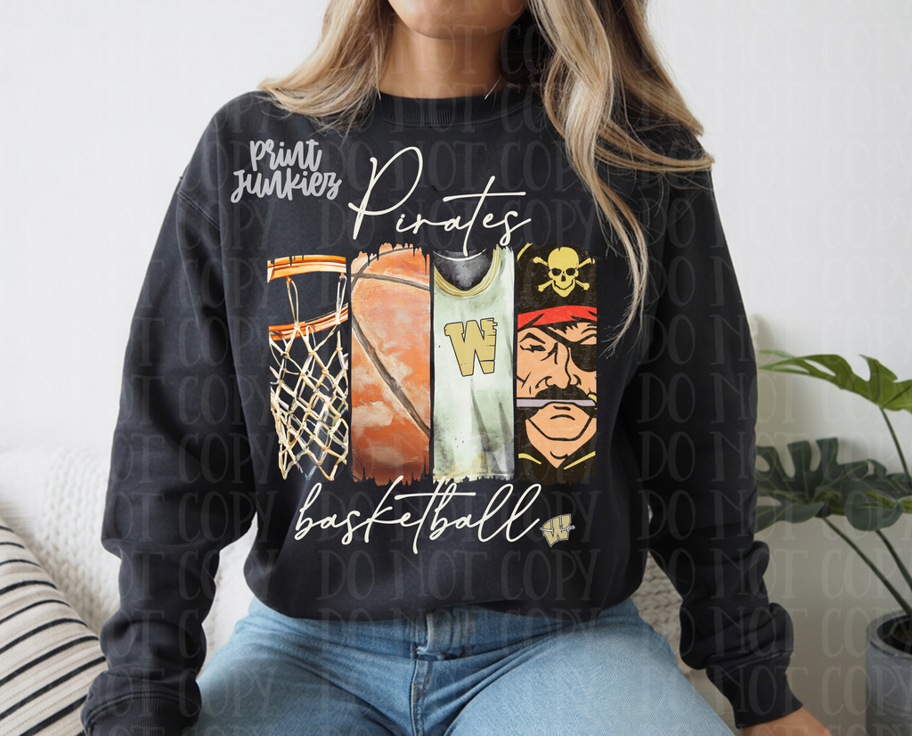 Pirates Vintage Basketball  Paint Stroke - CUSTOM - DIGITAL - DTF