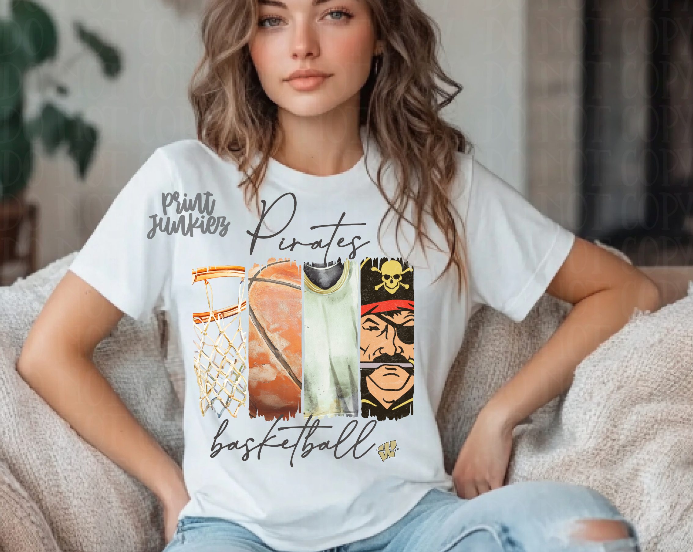 Pirates Vintage Basketball  Paint Stroke - CUSTOM - DIGITAL - DTF