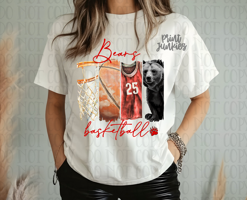 Bears Vintage Basketball  Paint Stroke {red} - CUSTOM - DIGITAL - DTF