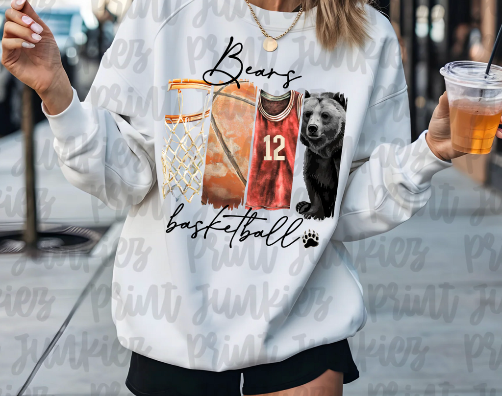 Bears Vintage Basketball  Paint Stroke {red} - CUSTOM - DIGITAL - DTF