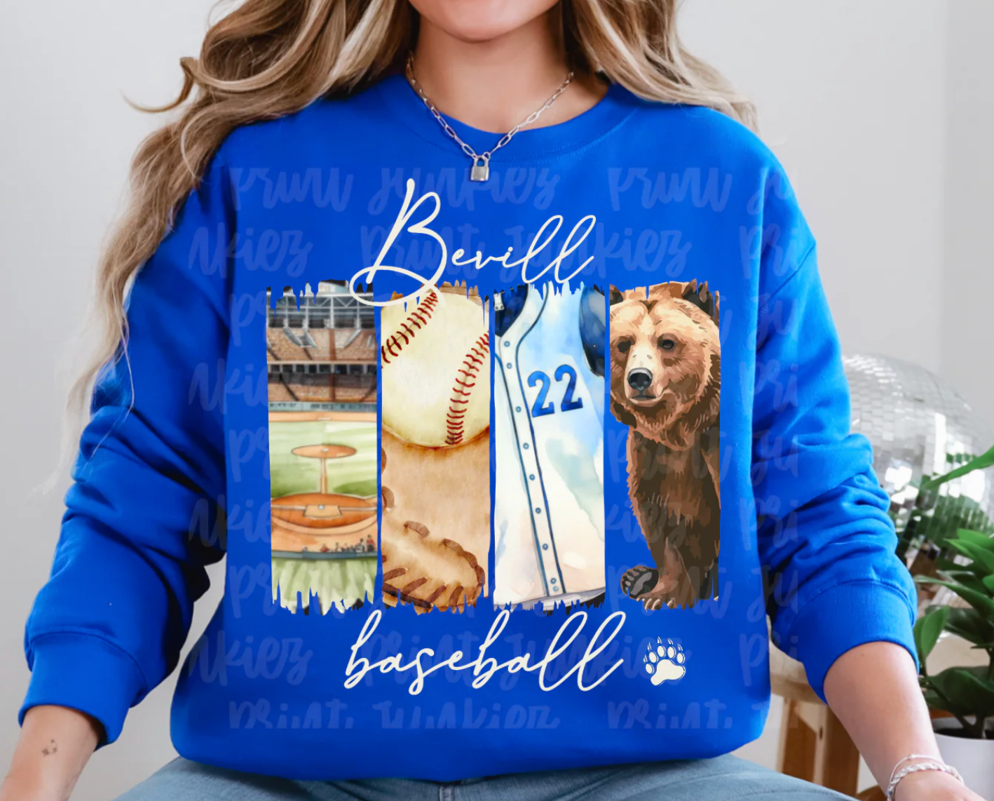 Bears Vintage Baseball Paint Stroke {royal} - CUSTOM - DIGITAL - DTF