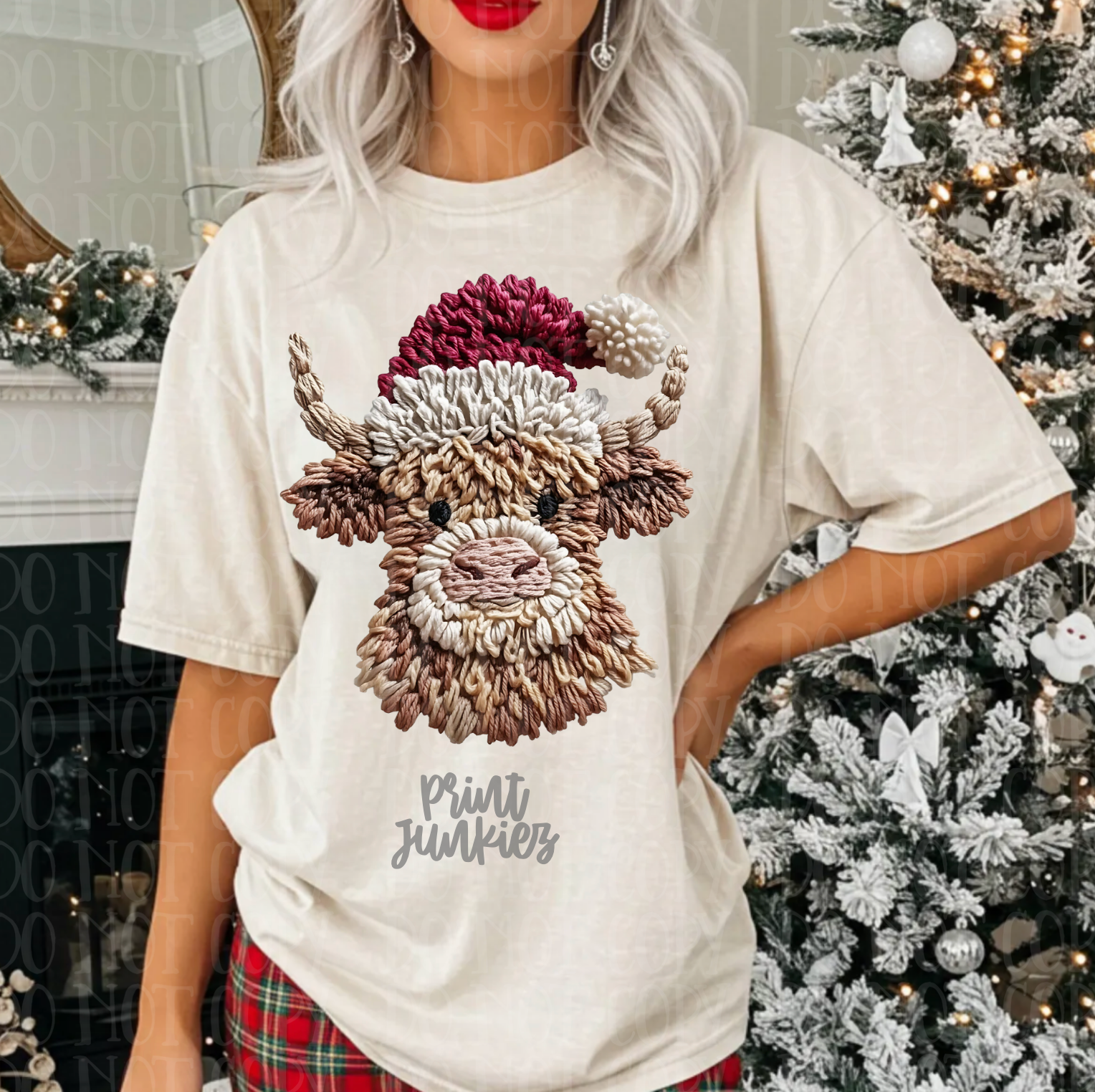 Christmas Yarn Highland Cow - DTF