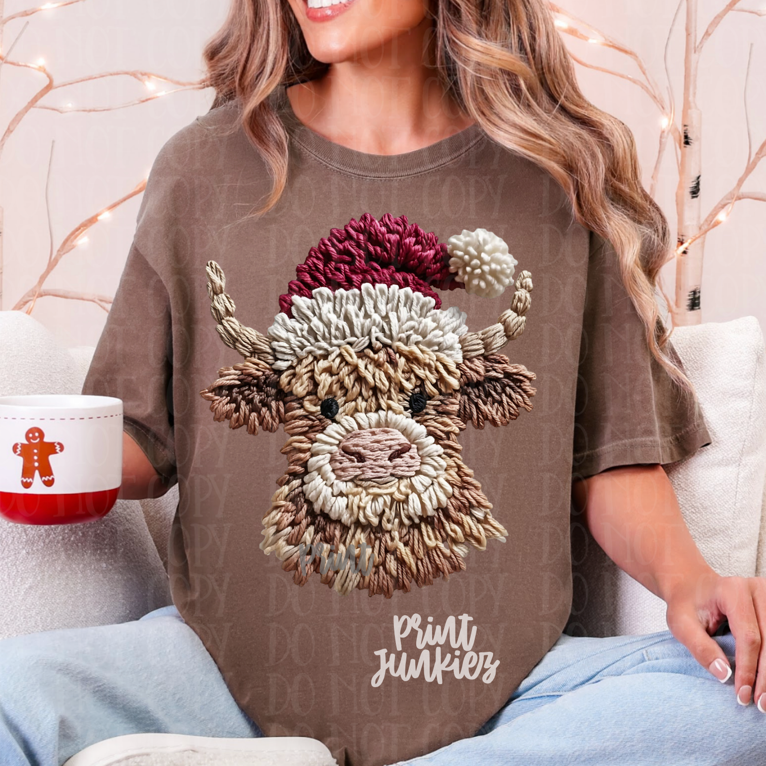 Christmas Yarn Highland Cow - DTF