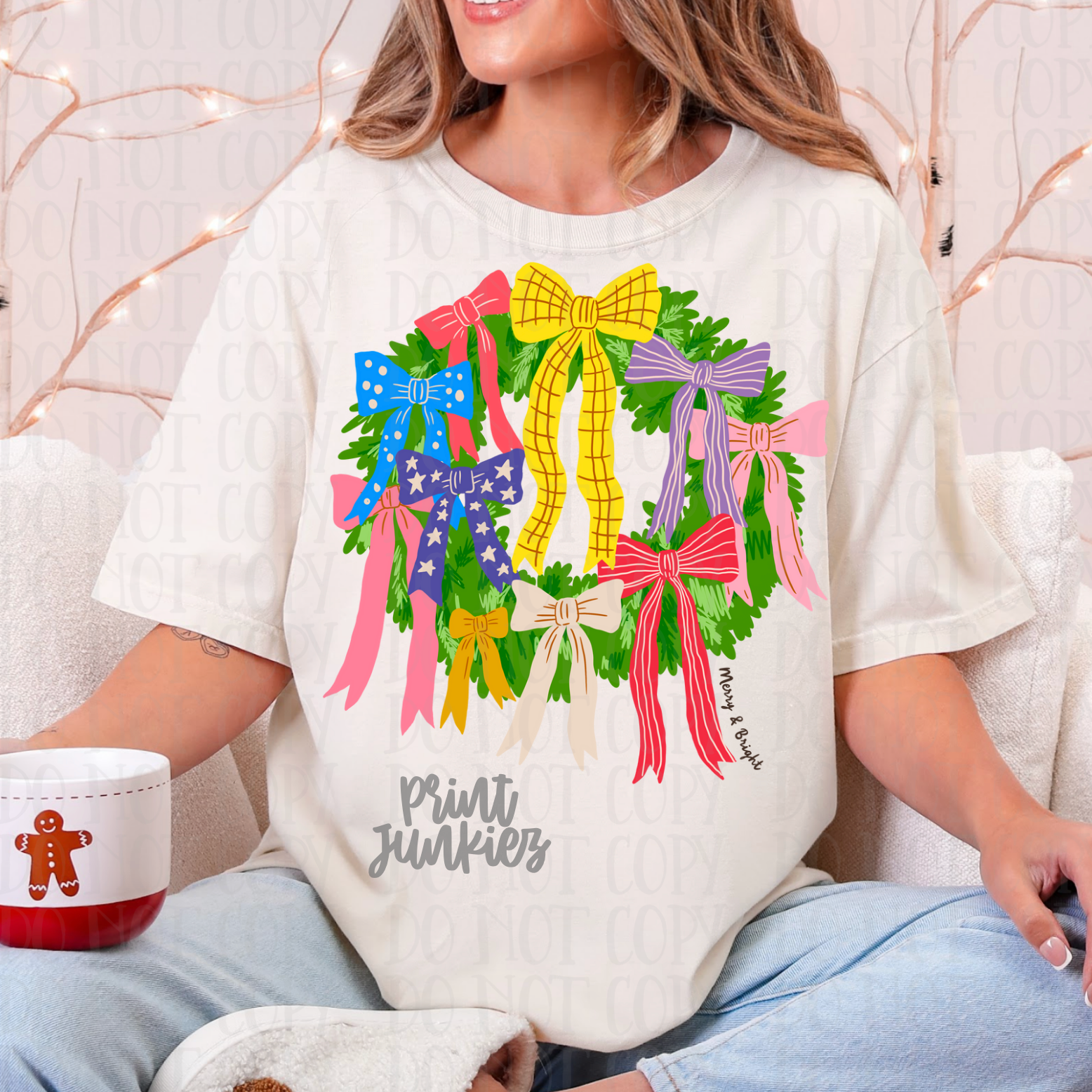 Merry & Bright Coquette Wreath - DTF