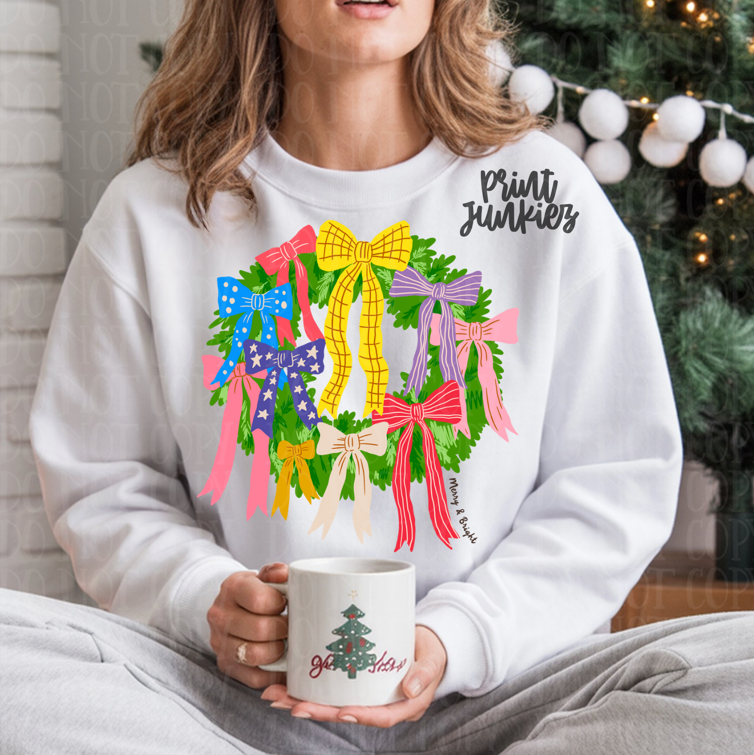 Merry & Bright Coquette Wreath - DTF