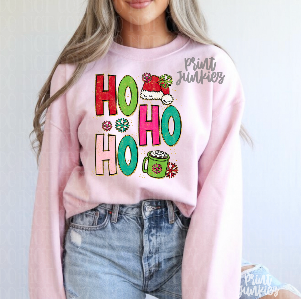 HO HO HO Doodle Glitter - DTF