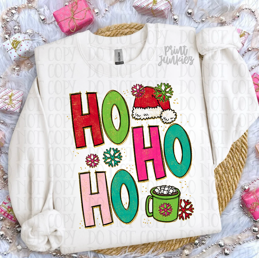 HO HO HO Doodle Glitter - DTF