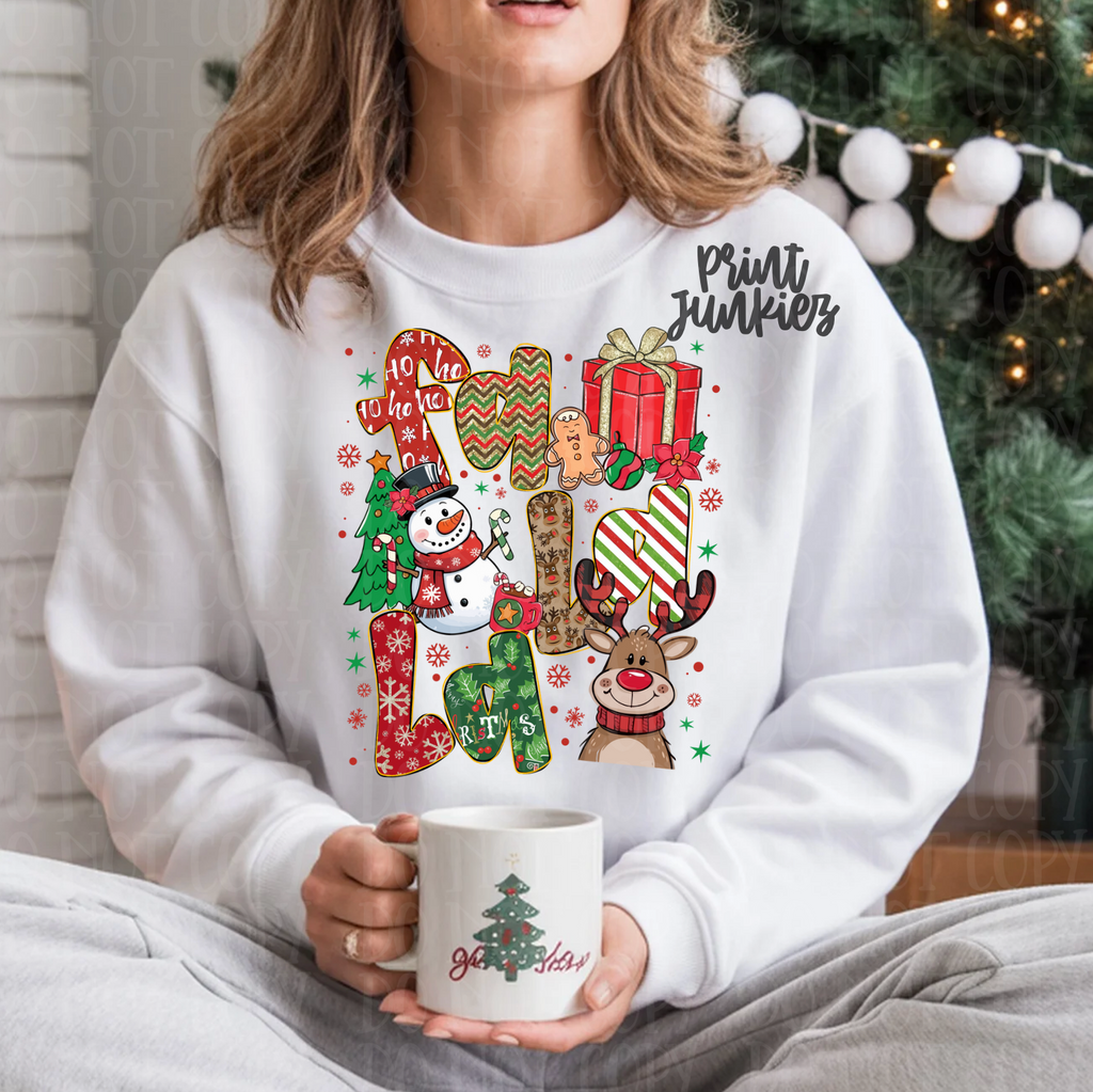 Fa La La Reindeer Doodle - DTF