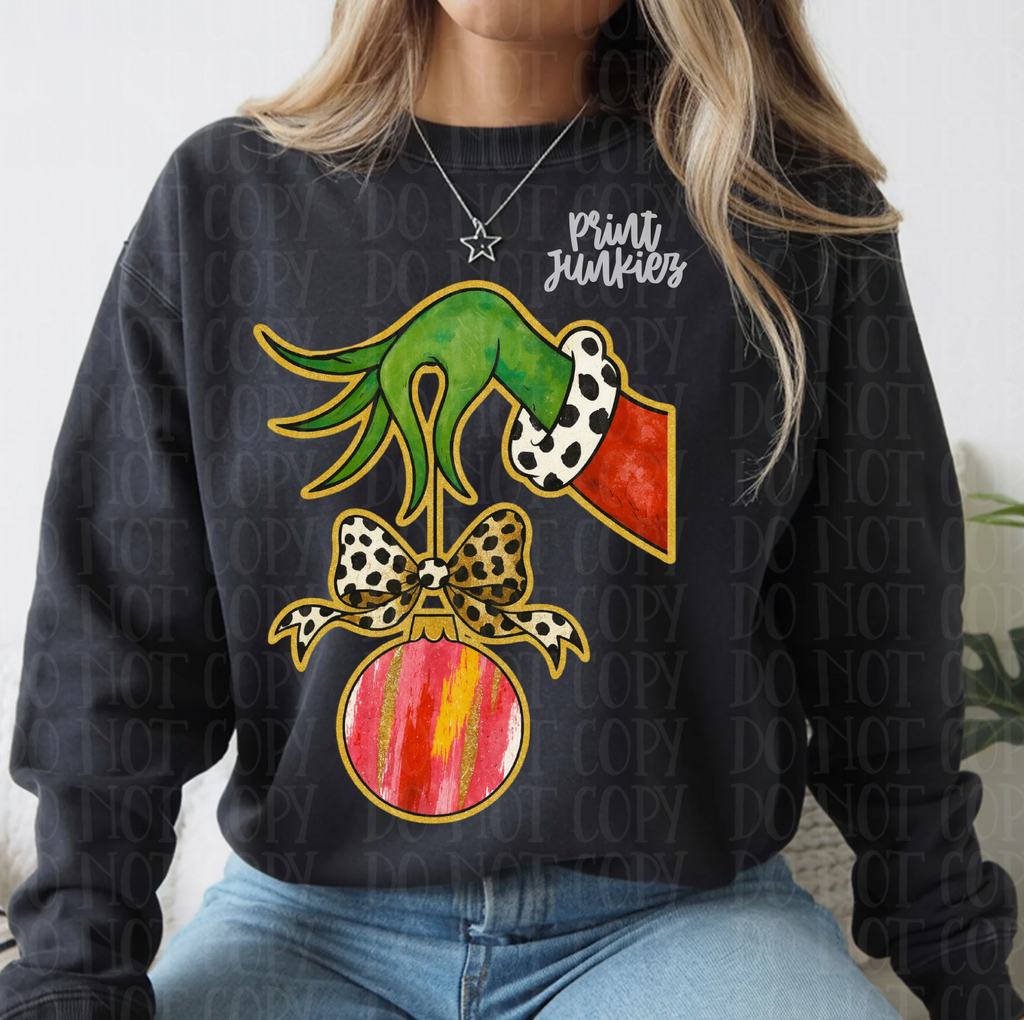 Hand Holding Leopard Bow Ornament - DTF