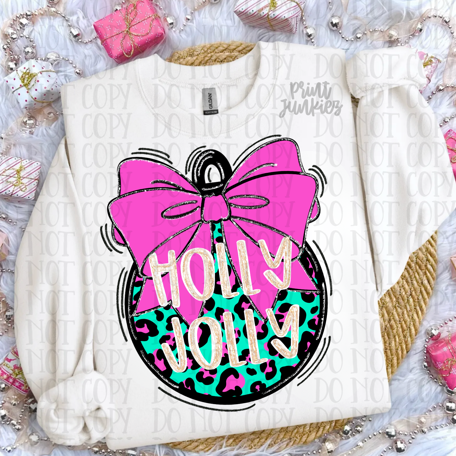 Holly Jolly Cheetah Ornament - DTF