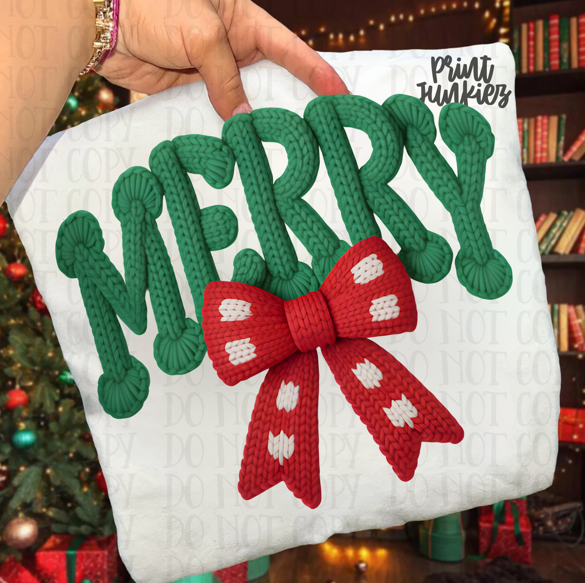 Faux Yarn Merry Bow - DTF