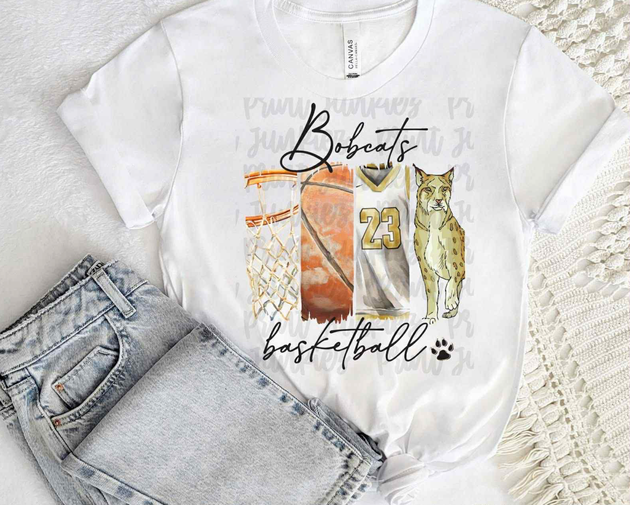 Bobcats Vintage Basketball Paint Stroke - DIGITAL - DTF