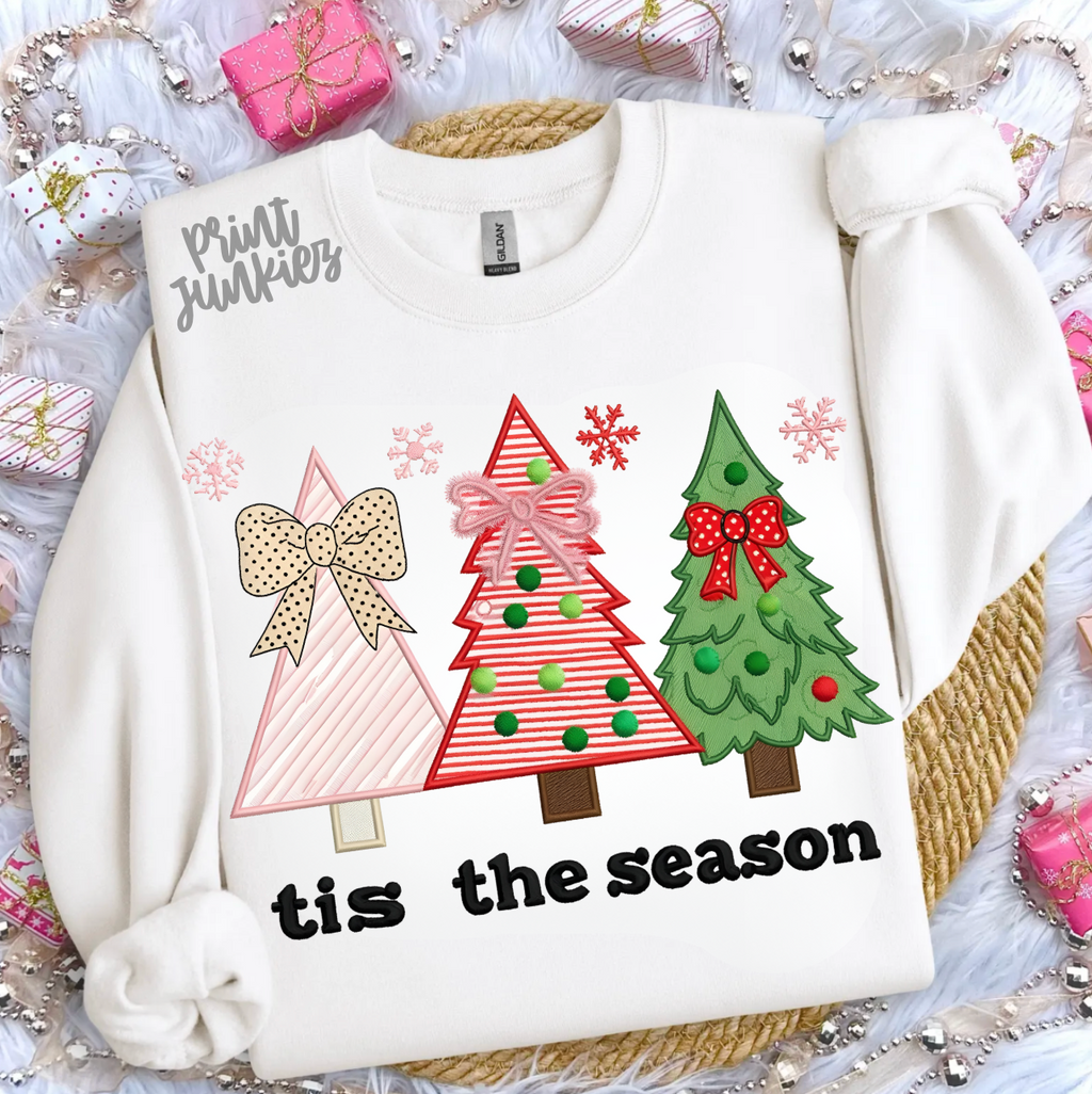 tis the season faux embroidery trees - DTF