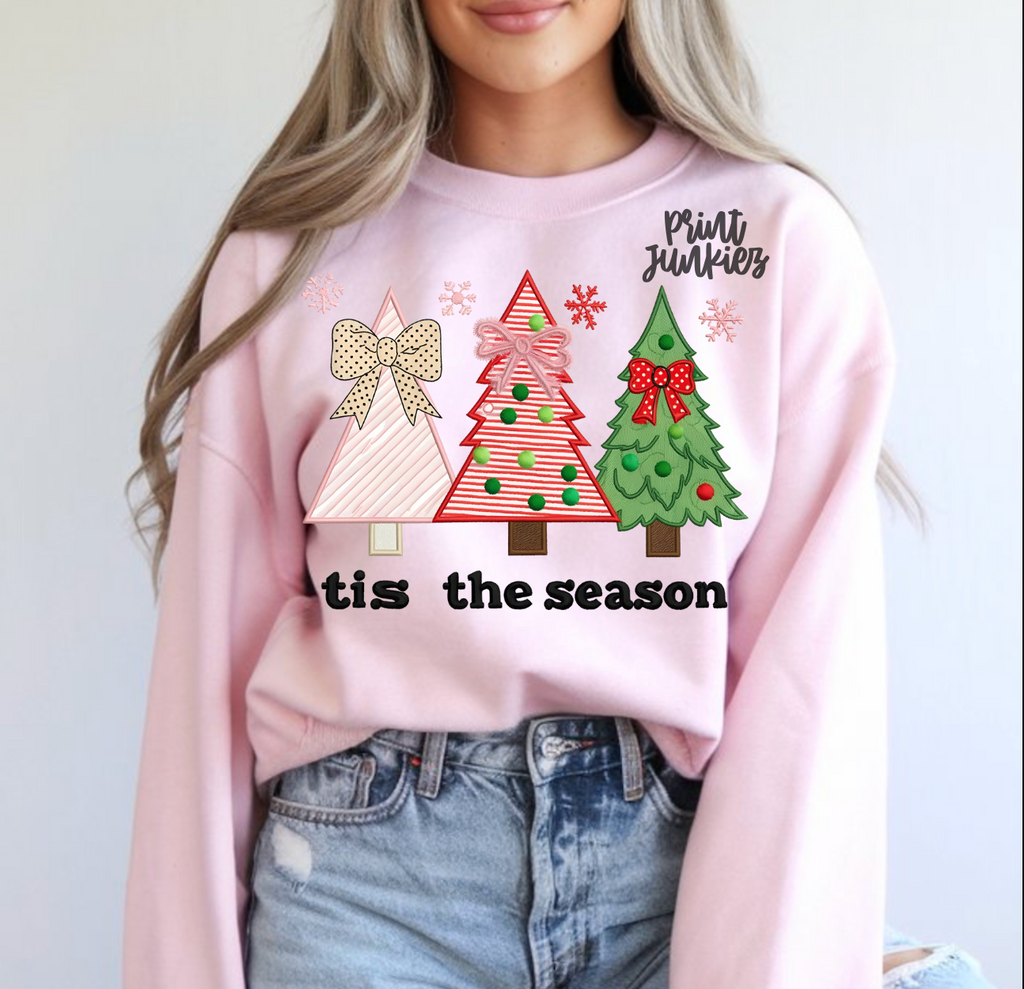 tis the season faux embroidery trees - DTF