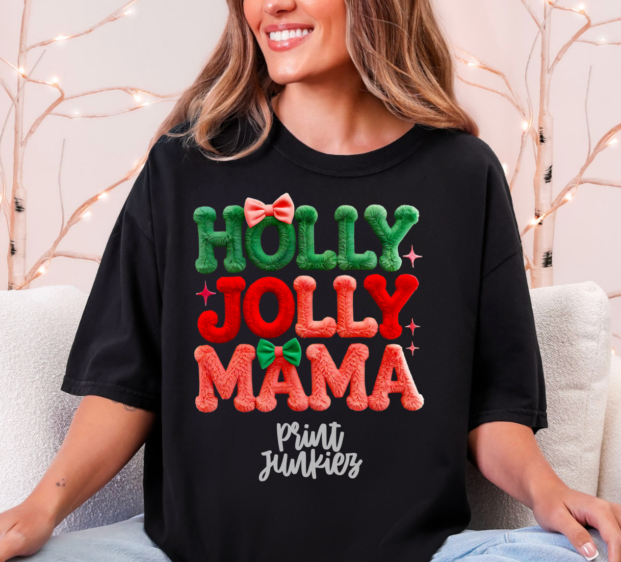 Holly Jolly Mama Faux Fur - DTF