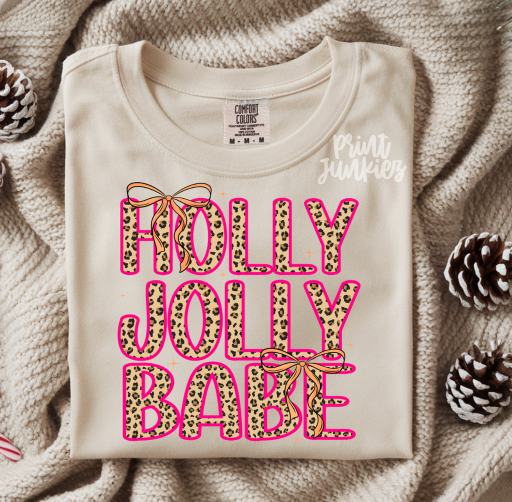 Holly Jolly Babe Pink Cheetah Print - DTF