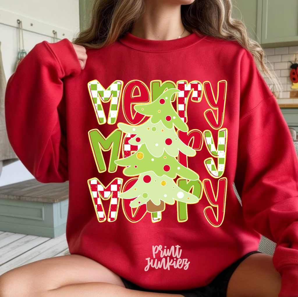 Merry Stacked Tree - Multiple Colors - DTF