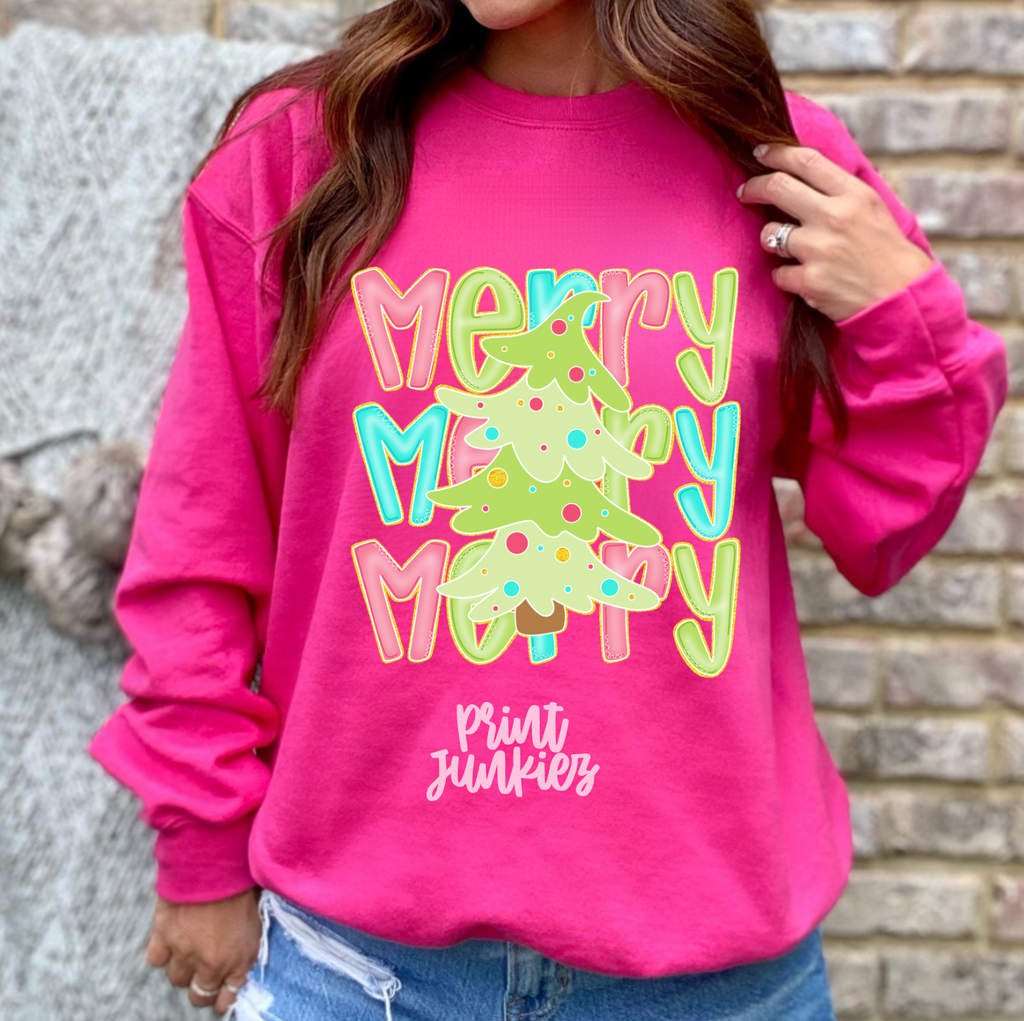 Merry Stacked Tree - Multiple Colors - DTF