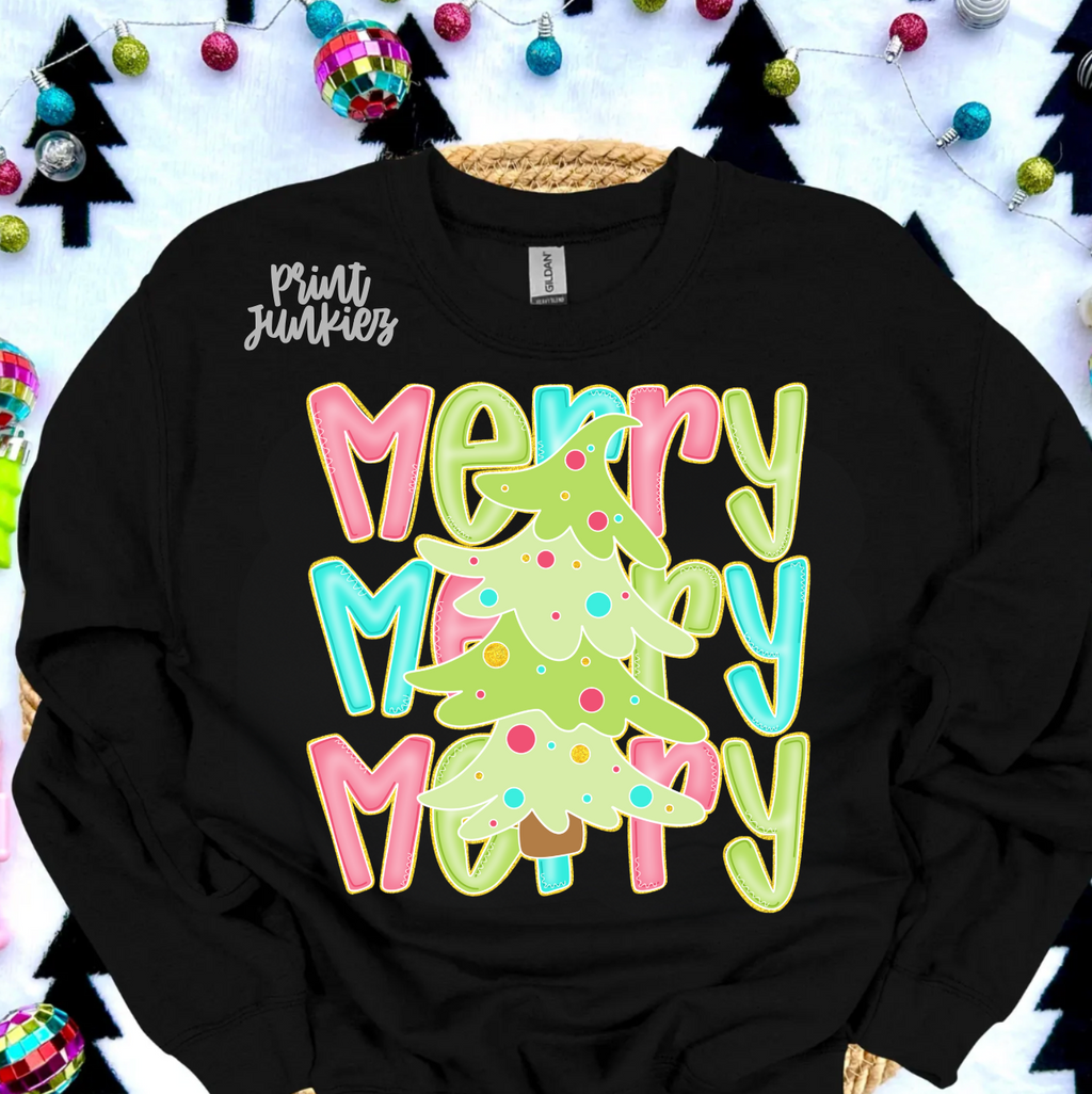 Merry Stacked Tree - Multiple Colors - DTF