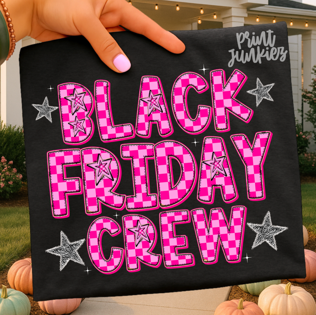 Black Friday Crew Pink Checkered - DTF