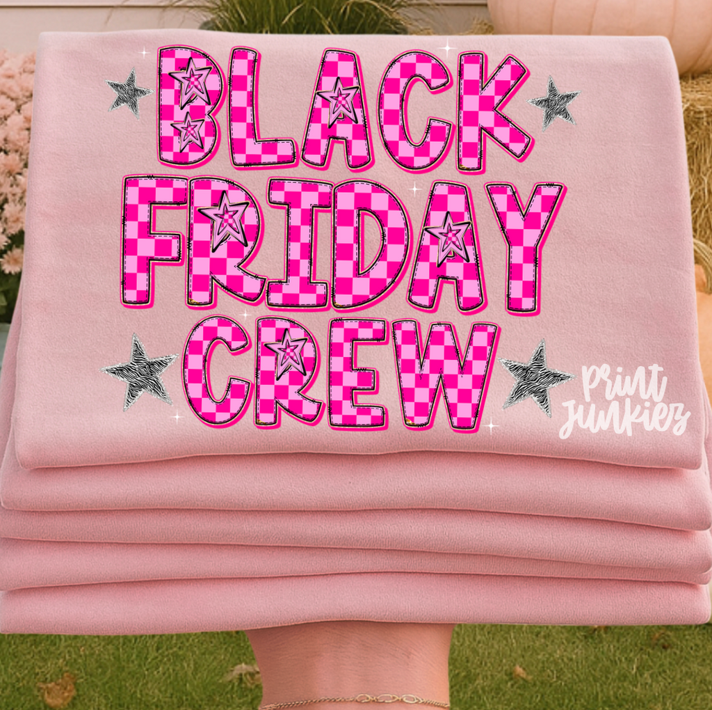 Black Friday Crew Pink Checkered - DTF