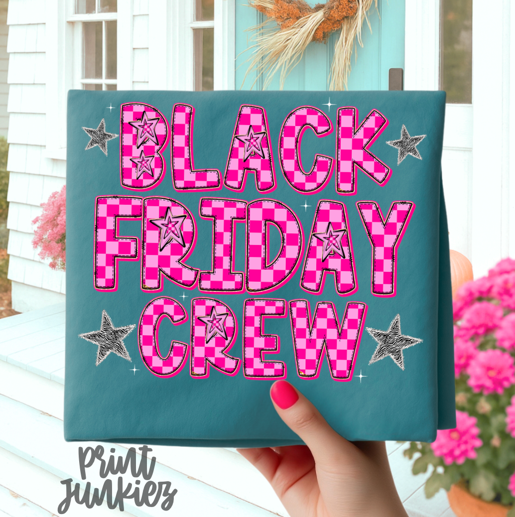 Black Friday Crew Pink Checkered - DTF