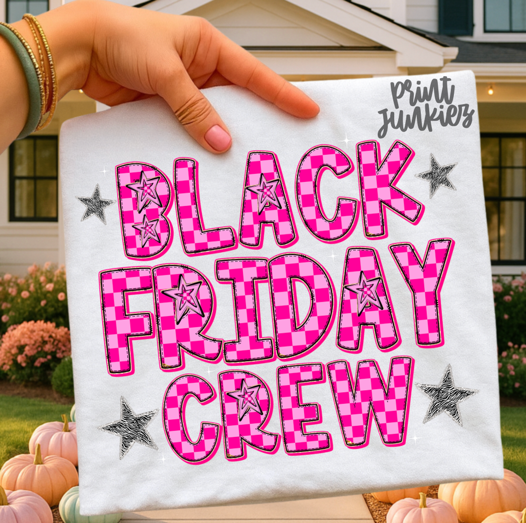 Black Friday Crew Pink Checkered - DTF