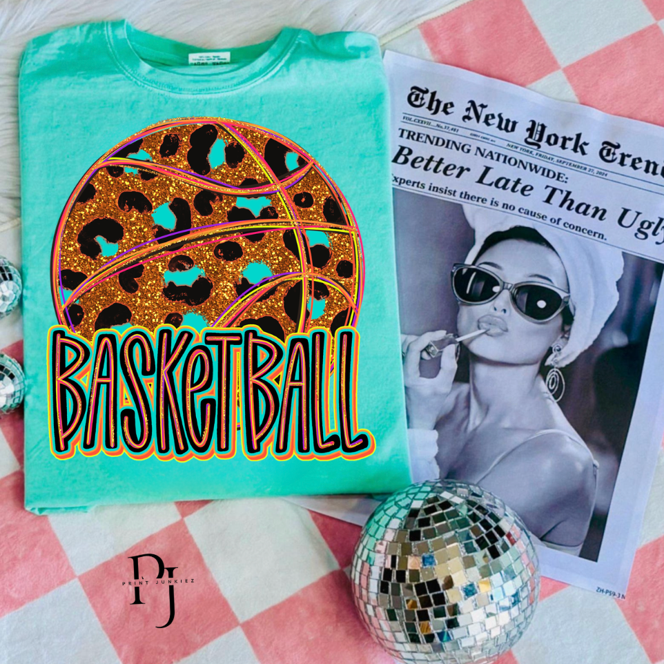 Leopard Glitter Basketball - DTF