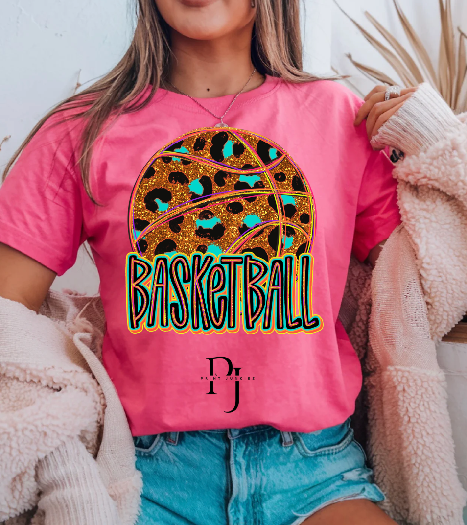 Leopard Glitter Basketball - DTF