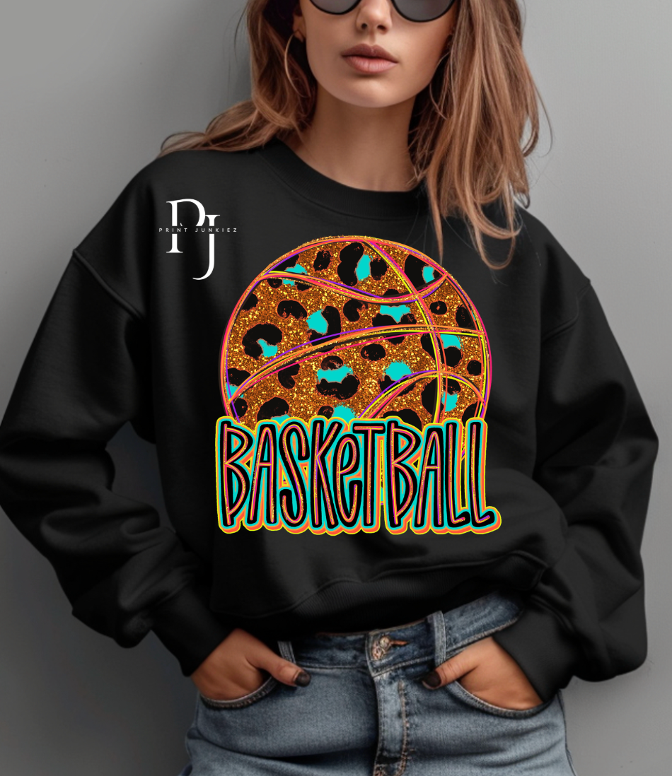 Leopard Glitter Basketball - DTF