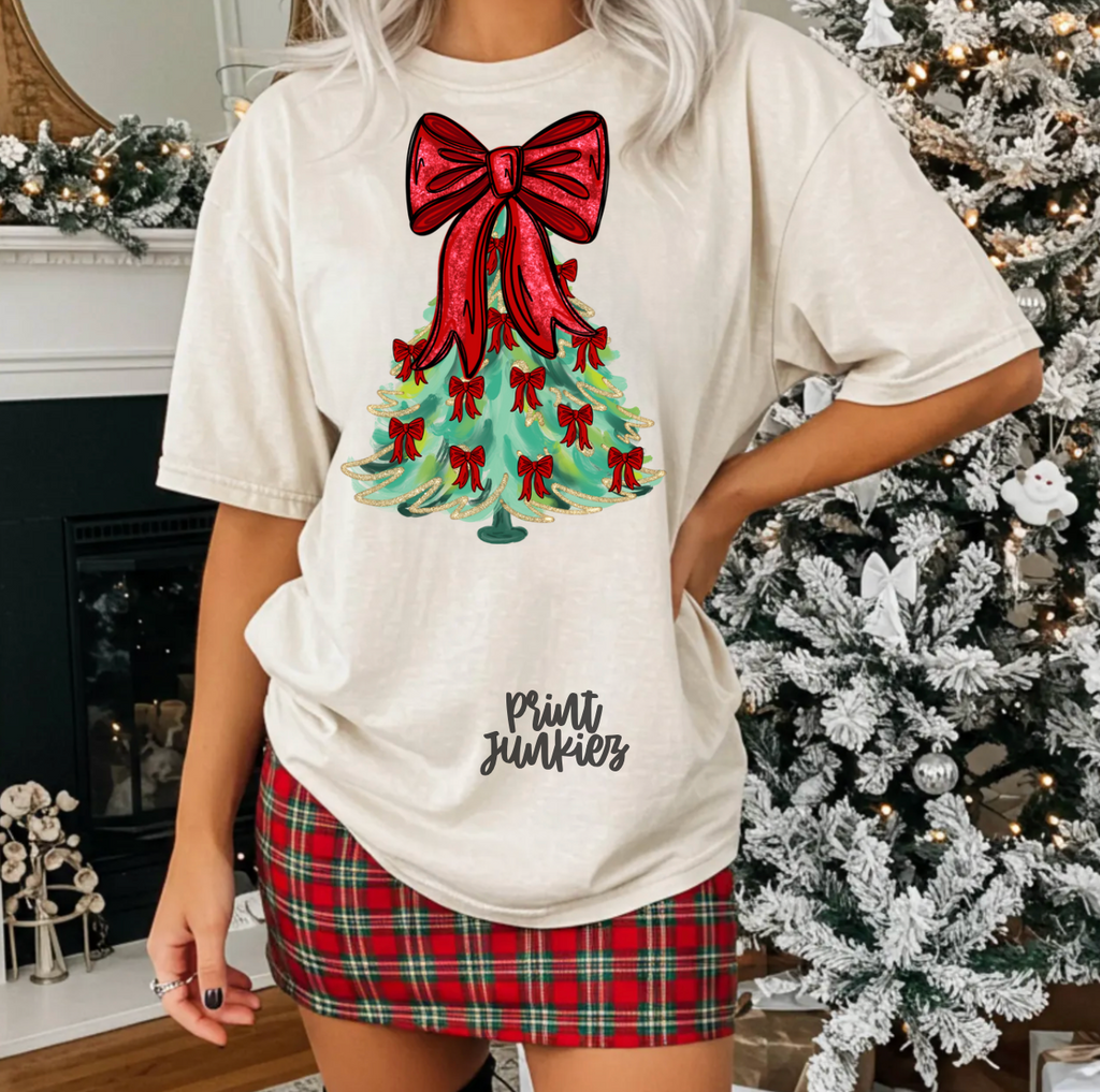 Watercolor Christmas Tree Bows - DTF