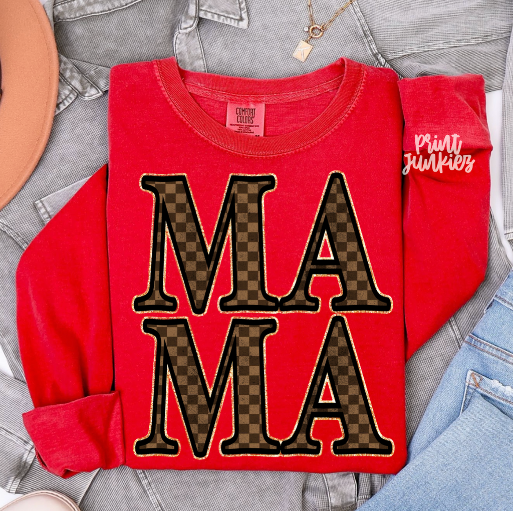 MAMA Brown Checkered - DTF