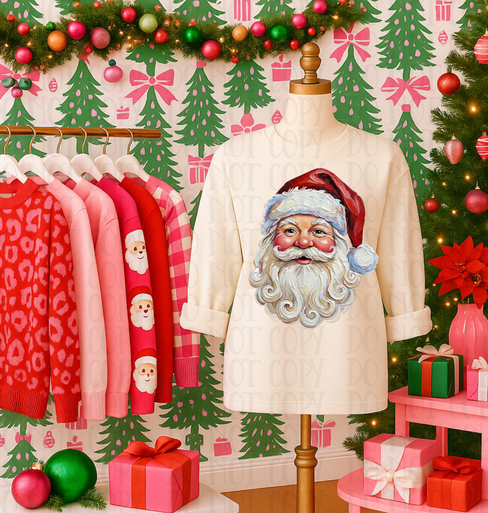 Hand Painted Retro Santa - DTF