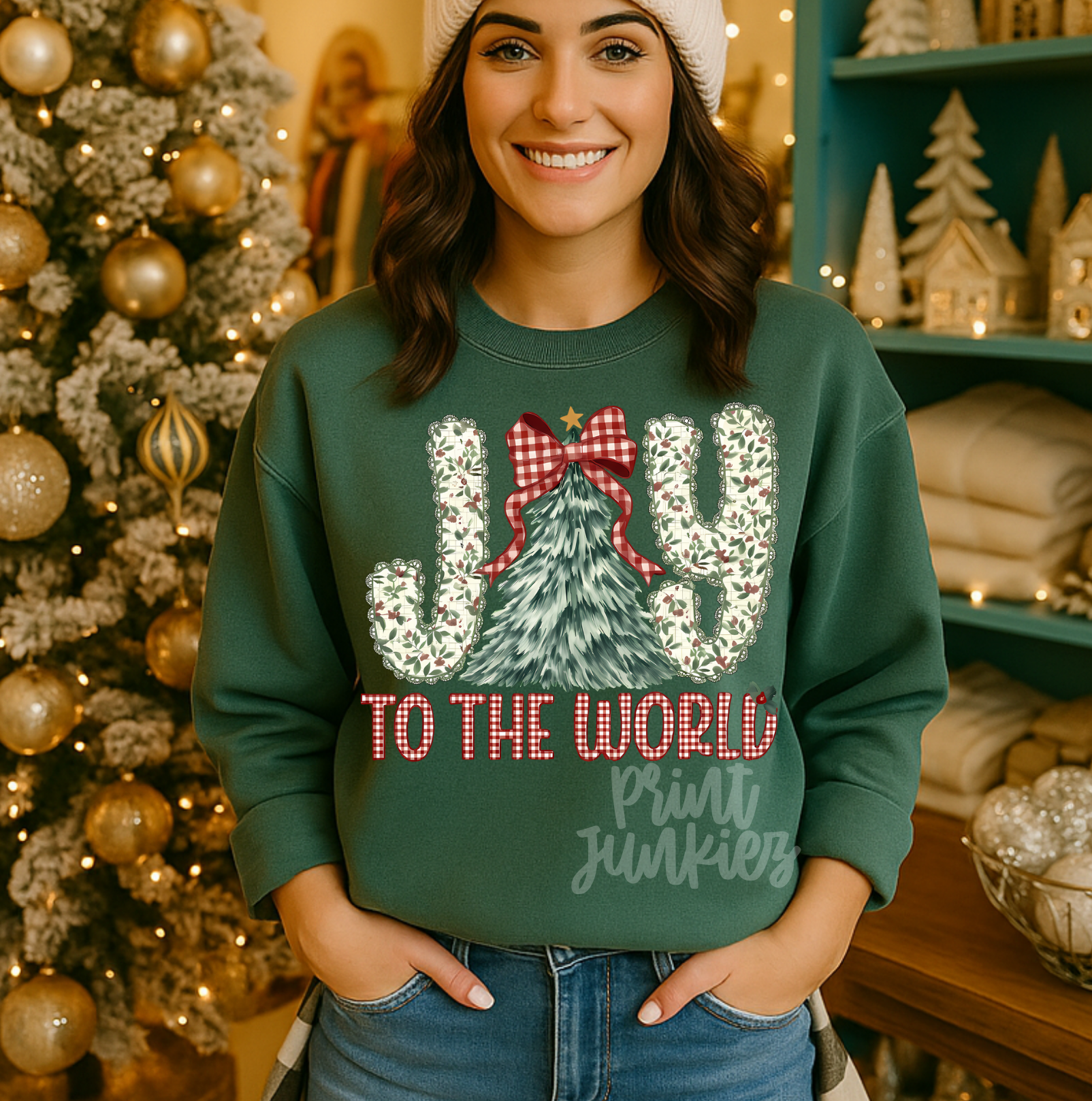 Joy to the World Holly & Plaid - DTF
