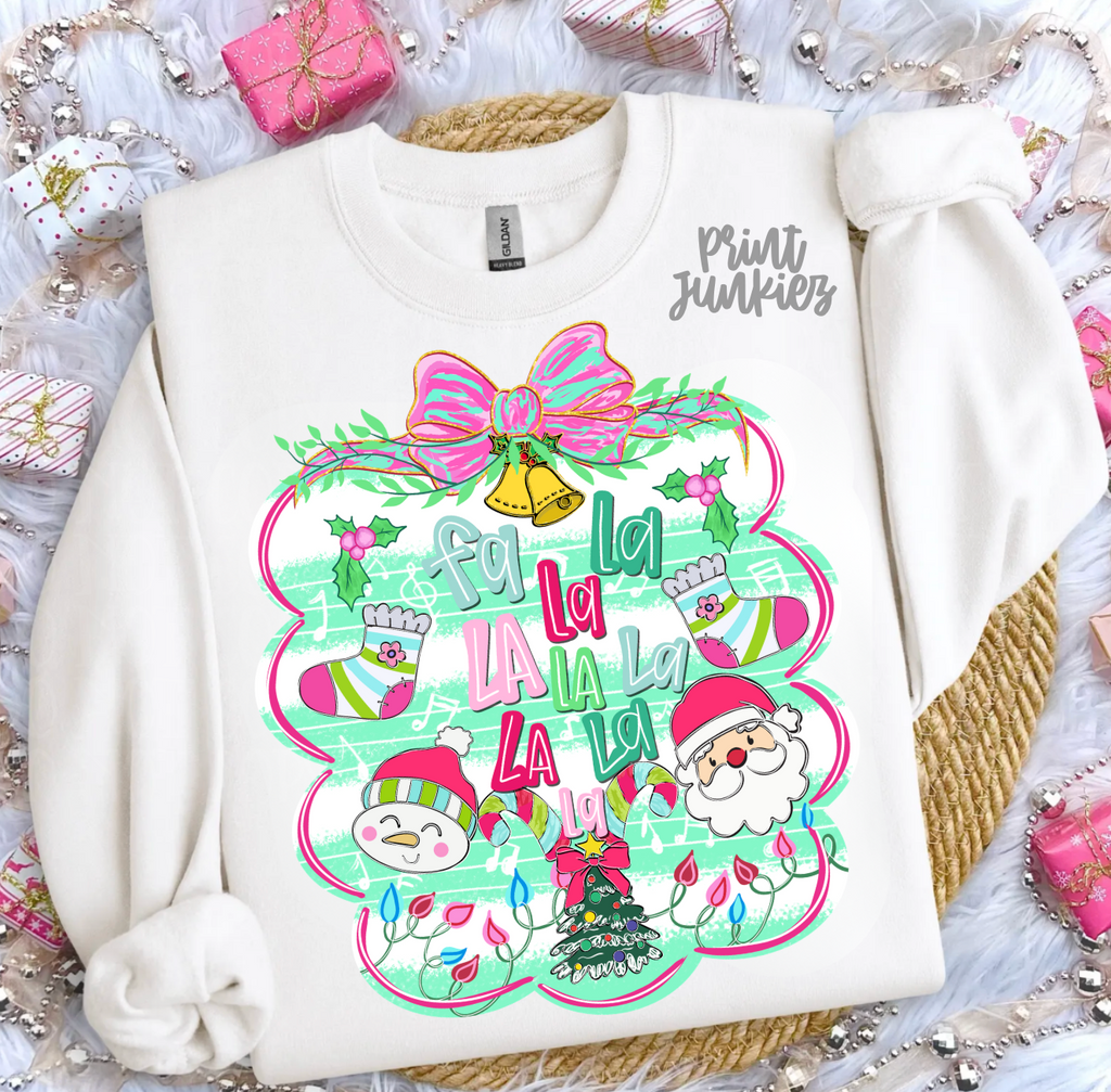 Fa La La Doodle Preppy Christmas - DTF